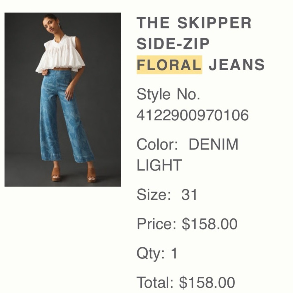 Anthropologie Floral Side-Zip Denim Jeans